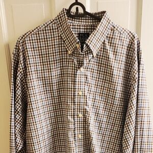 Jos. A. Bank Men's Plaid Shirt - Brown and Blue
